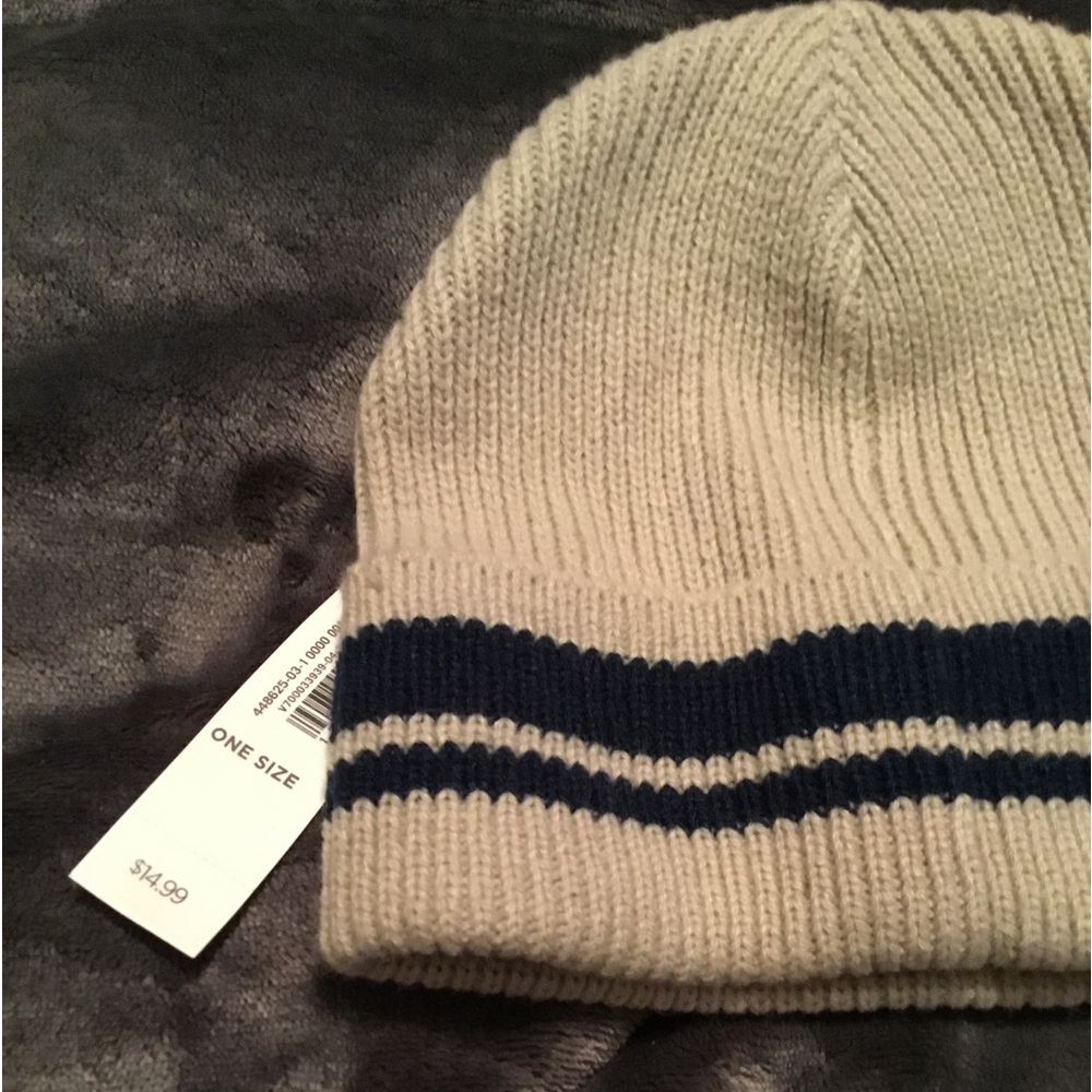 🆕OLD NAVY UNISEX BEANIE 🆕WITH TAG OATMEAL & NAVY